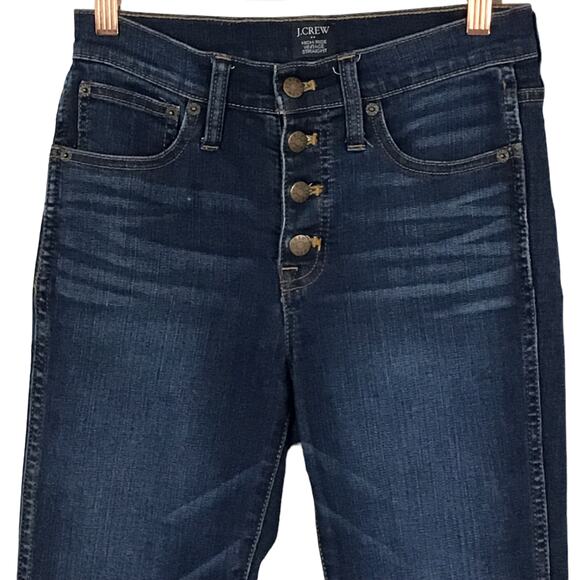J. Crew High Rise Vintage Straight Ankle Crop Button Fly Dark Rinse Wash Jean 25 - Picture 5 of 8